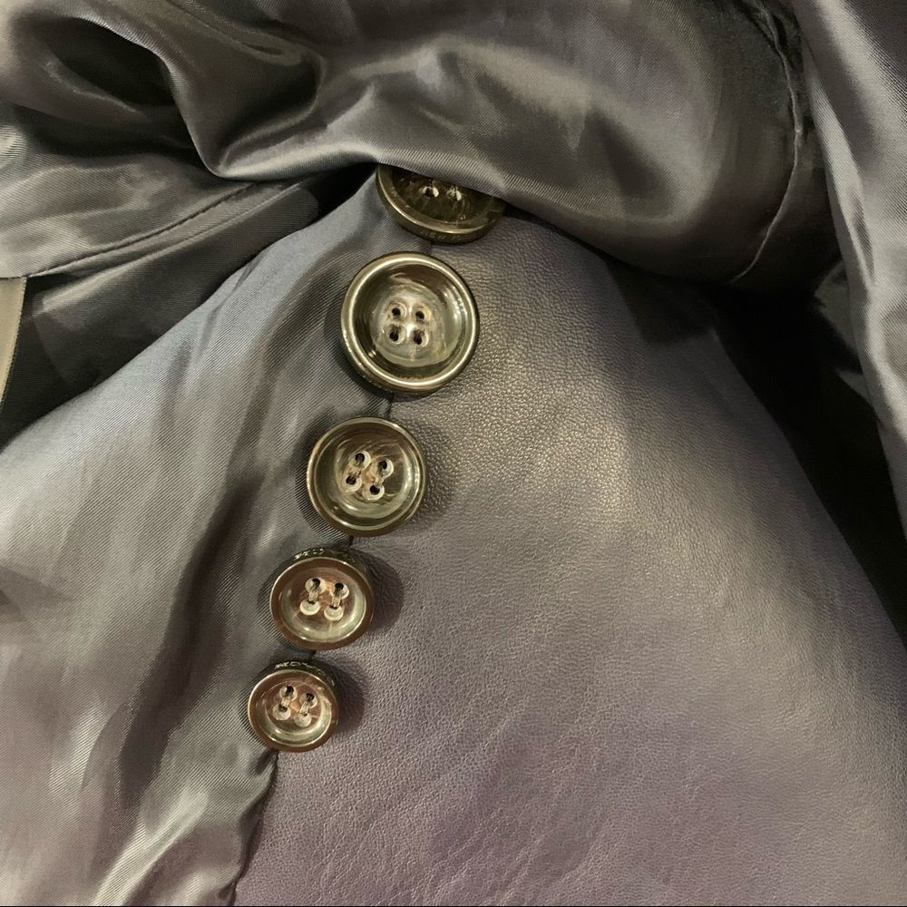 Coach F86122 Womens Lamb Leather Trench Coat Belted Lined Jacket Navy blue XS - Picture 7 of 7